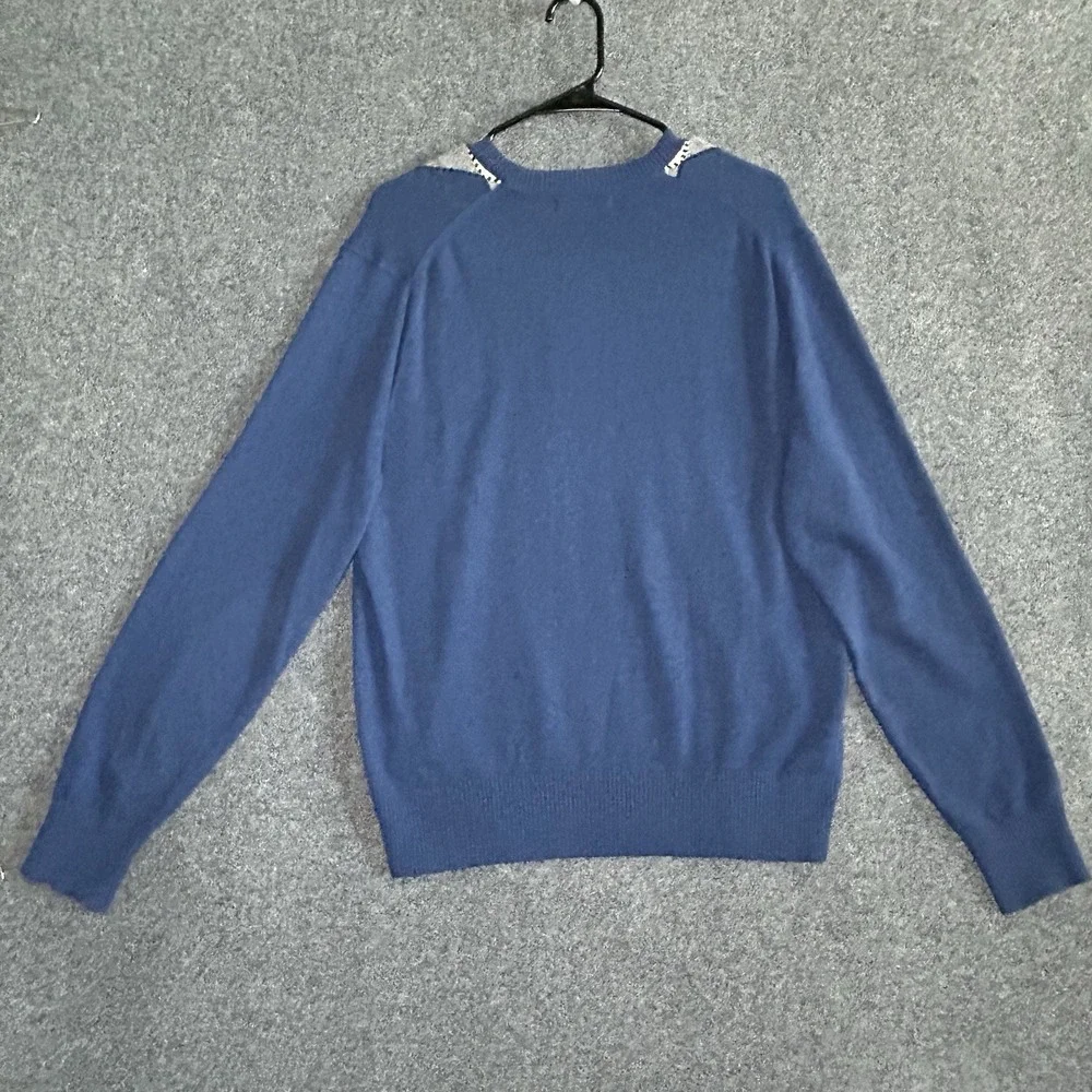 Banana Republic Wool/Cashmere Blend Argyle Sweater - Medium - Blue V-Neck Soft ✨